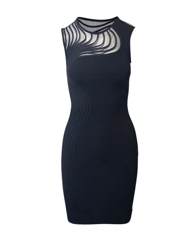 Stella Mccartney Ripple Sleeveless Knit Sheath Dress In Black Wool