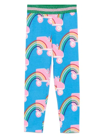 Stella Mccartney Kids' Rollerskate Rainbow-print Leggings In Blue