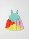 Stella Mccartney Kids Baby Girls Green Colourblock Bow Dress In Multicolor