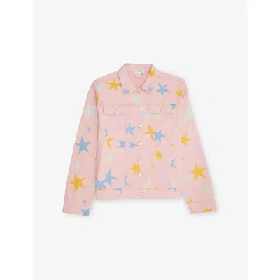 Stella Mccartney Kids' Rosa/multicolor Regular-fit Star-print Denim Jacket 4-14 In Pink