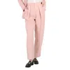 Stella Mccartney Rose Fluid Linen Pleat Front Straight Leg Trousers In Pink