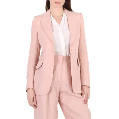 Stella Mccartney Rose Fluid Linen Single-breasted Blazer In Pink