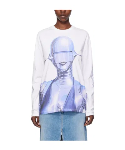 Stella Mccartney Round Collar And Long-sleeved T-shirt In Blue