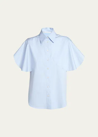 Stella Mccartney Round-sleeve Shirt In Sky Blue