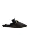 Stella Mccartney Ryder Plush Faux Leather Flat Mules In Black