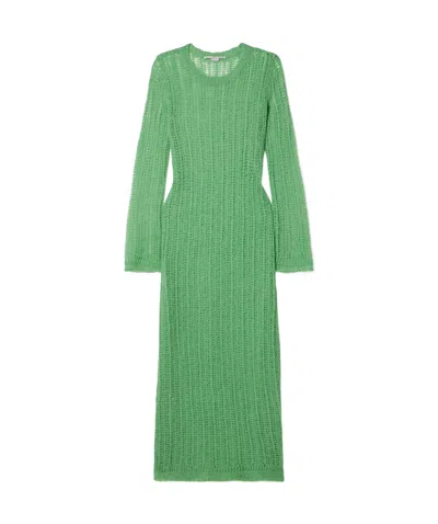 Stella Mccartney Round Neck Long-sleeved Dress In Green