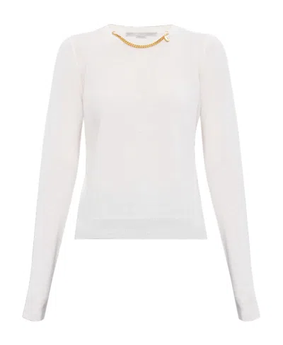 Stella Mccartney Round Neck Long-sleeved Sweater In White