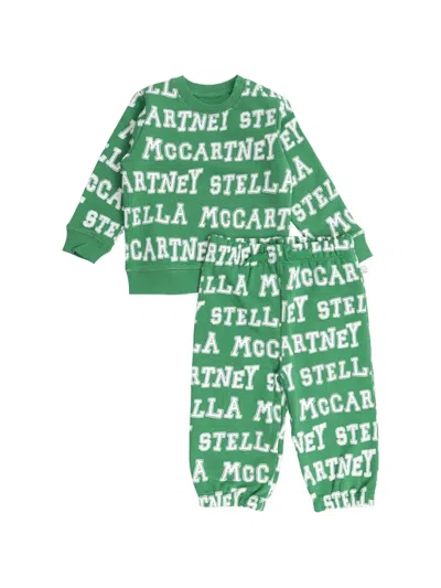 Stella Mccartney Babies' Round-neck Printed Tracksuit In Green