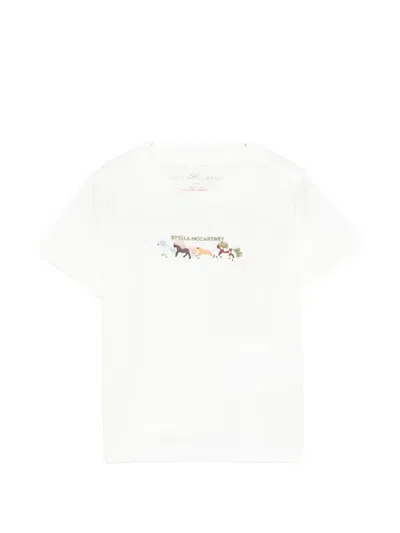 Stella Mccartney Babies' Round-neck Embroidered T-shirt In White