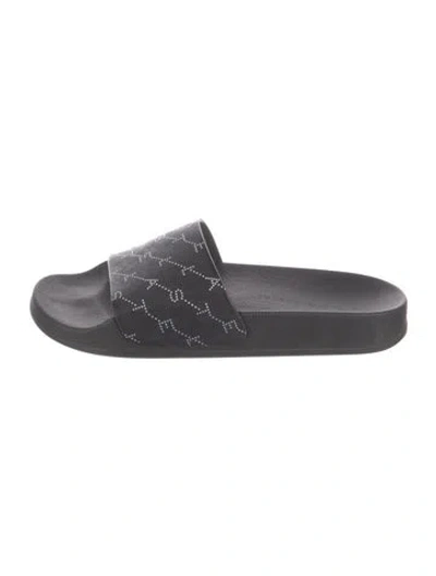 Pre-owned Stella Mccartney Rubber Patterned Slides In Black