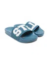 Stella Mccartney Rubberised-logo Slippers In Blue