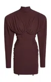 Stella Mccartney Ruched Crepe Jersey Mini Dress In Purple