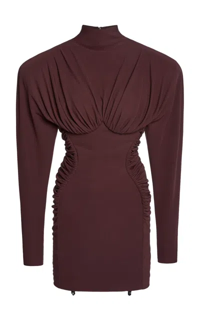 Stella Mccartney Ruched Crepe Jersey Mini Dress In Purple