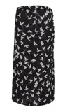 Stella Mccartney Ruched Mesh Jersey Midi Skirt In Black