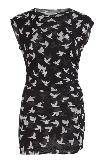 Stella Mccartney Ruched Mesh Jersey Top In 1000 Black