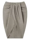 Stella Mccartney Ruched Wrapped Pinstripe-pattern Midi Skirt In Gray