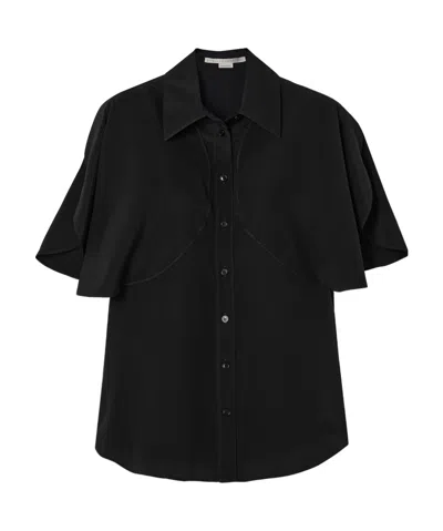 Stella Mccartney Paneled Silk-crepe Shirt In Black
