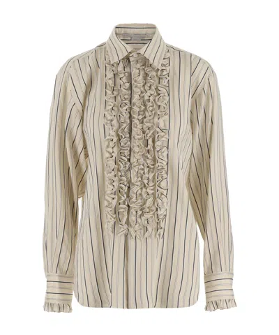 STELLA MCCARTNEY STELLA MCCARTNEY RUFFLE DETAILED STRIPED SHIRT