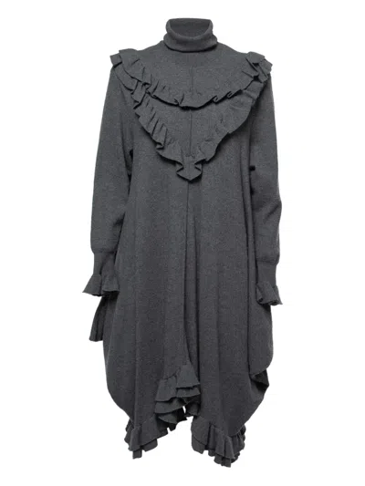 Pre-owned Stella Mccartney Ruffle Turtleneck Dress In Gray