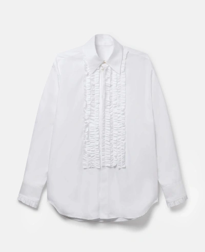 Stella Mccartney Ruffled Cotton Tuxedo Shirt In Pure White