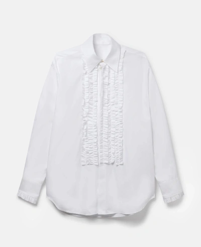 Stella Mccartney Ruffled Cotton Tuxedo Shirt In White