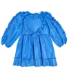 Stella Mccartney Heart-appliqué Ruffled Taffeta Dress In Blue