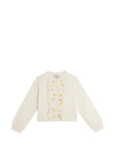 Stella Mccartney Ruffled Floral Cardigan In Neutral