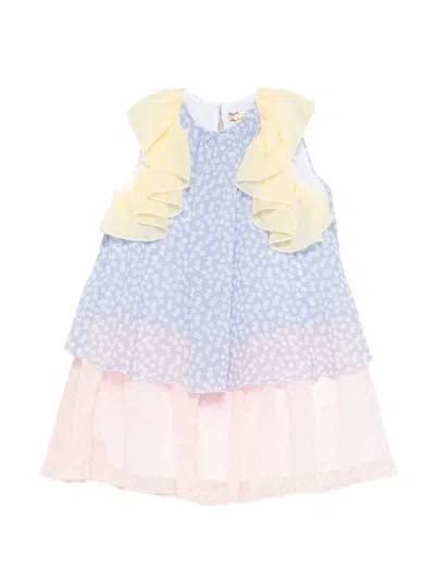 Stella Mccartney Kids' Ruffled Floral Dress In Blue