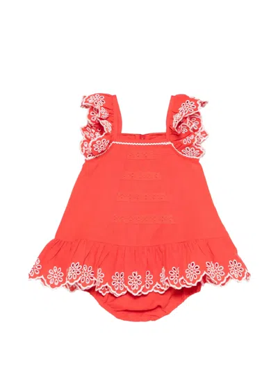 Stella Mccartney Babies' Ruffled Floral Dress In Orange