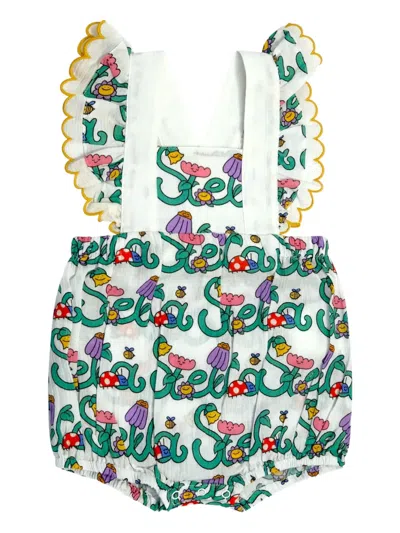 Stella Mccartney Kids' Ruffled Floral Dungaree In White