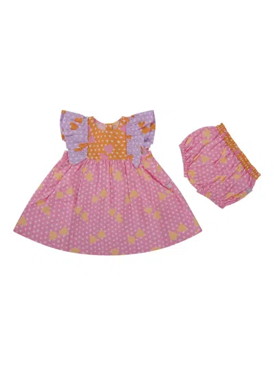Stella Mccartney Babies' Ruffled Heart-print Dress In Pink