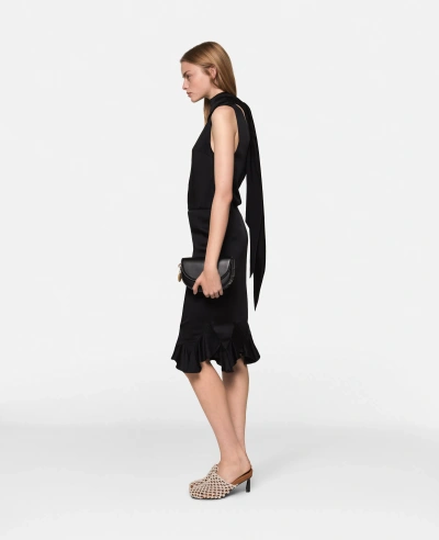 Stella Mccartney Ruffled-hem Satin Midi Skirt In Midnight Black