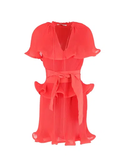 Pre-owned Stella Mccartney Ruffled Mini Dress In Red