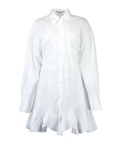 Stella Mccartney Ruffled Mini Shirt Dress In White