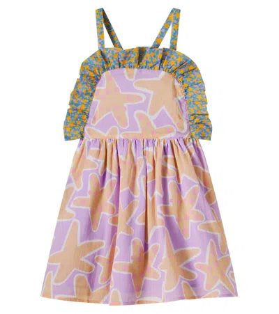 Stella Mccartney Kids' Ruffled Printed Cotton Dress In Purple