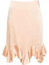 Stella Mccartney Ruffled Satin Midi Skirt In Neutrals