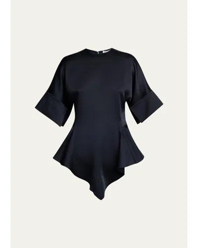 Stella Mccartney Ruffled Satin Top In Black