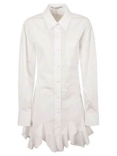 Stella Mccartney Ruffled Mini Shirt Dress In Pure White