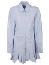 Stella Mccartney Ruffled Shirt Dress In Sky Blue