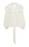 Stella Mccartney Ruffled Silk-lace Top In Off-white