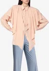 Stella Mccartney Ruffled Silk Long-sleeved Shirt In Pink