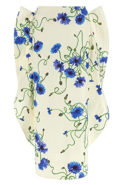 Stella Mccartney Floral Ruffled Midi Skirt In Neutral