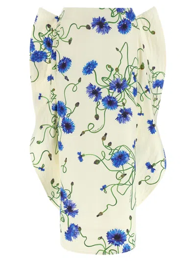 Stella Mccartney Floral Print Dress Pleated Skirt Sleeveless In Neutral