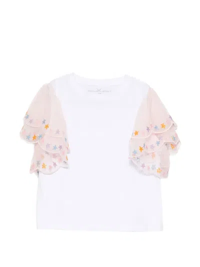 Stella Mccartney Ruffled-sleeve Crew-neck T-shirt In White