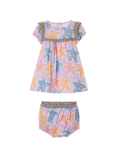 Stella Mccartney Ruffled Starfish-print Babygrow (set Of Two) In Purple