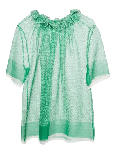Pre-owned Stella Mccartney Ruffled Top In Green