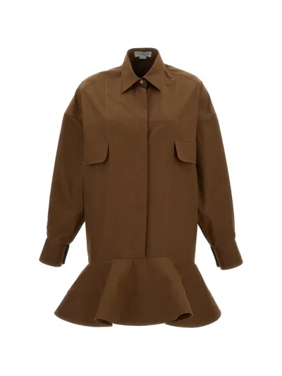 Stella Mccartney Ruffled-hem Mini Dress In Brown