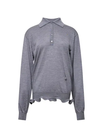 Stella Mccartney Ruffled-hem Sweater In Gray