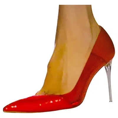 Pre-owned Stella Mccartney Runway Red Patent & Ombre Seethruresin Stiletto Heels Ss 2003