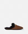 Stella Mccartney Ryder Backless Vegan Plush Teddy-lined Loafers In Tortoiseshell Brown